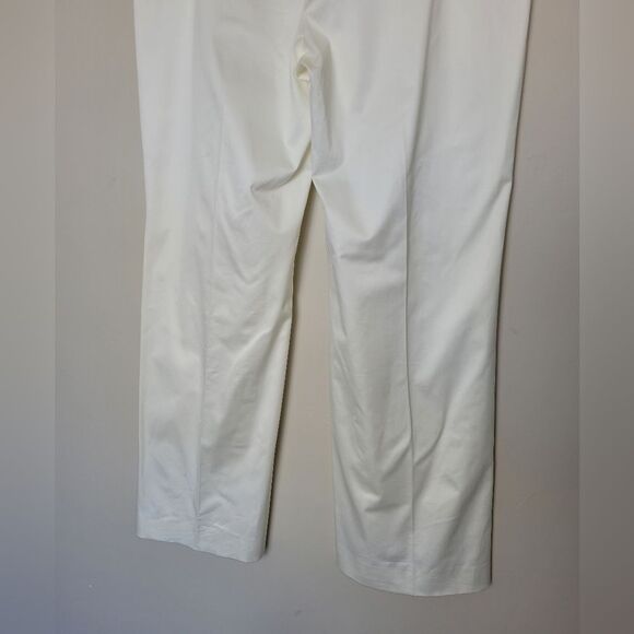 Rena Lange Designer Cream Front Pleat Dress Pants Cotton High Waist Size 12 - Picture 7 of 9